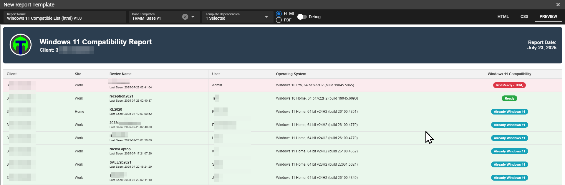 Win11 HTML report screenshot