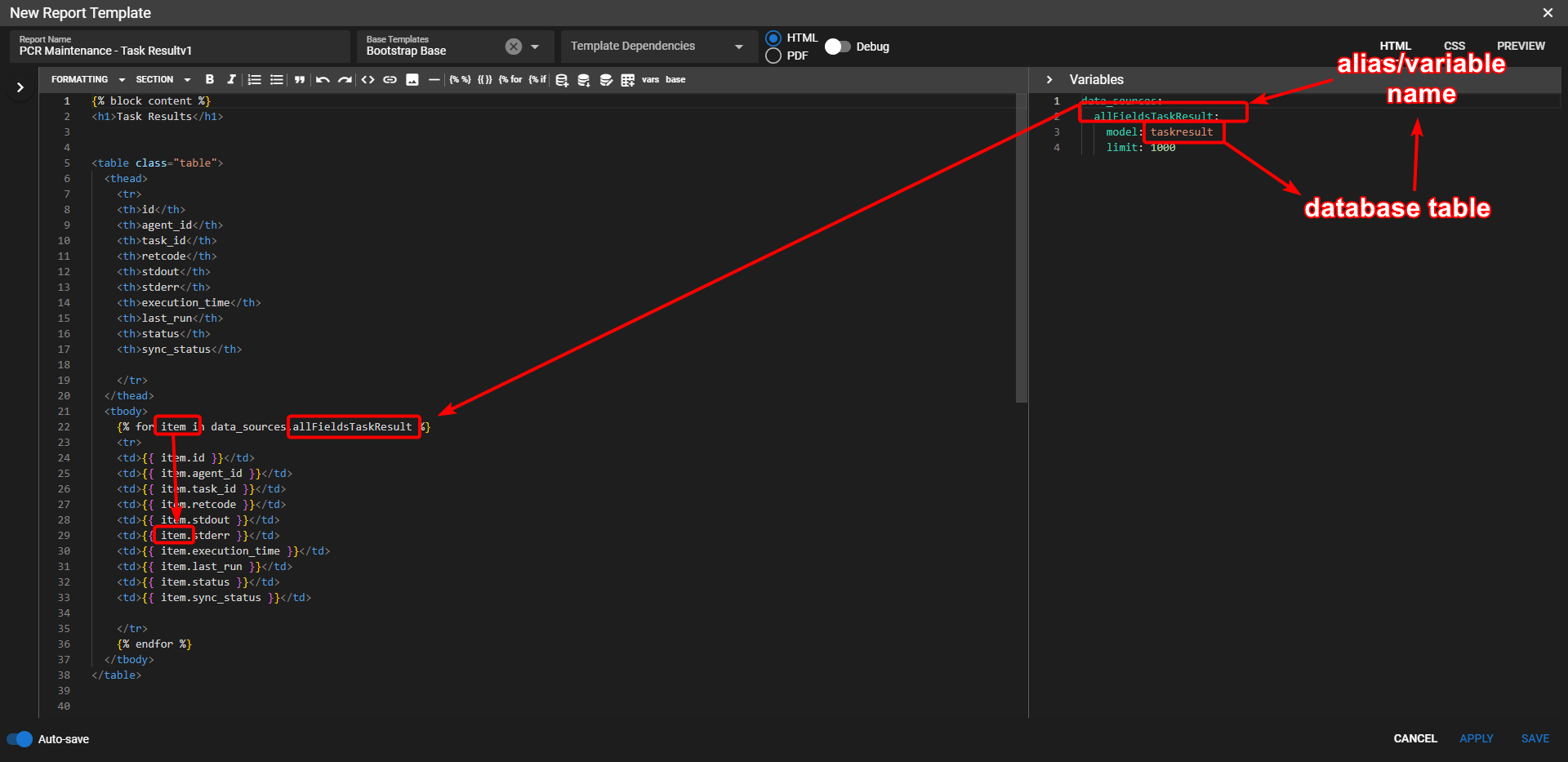 data queries linked to variables